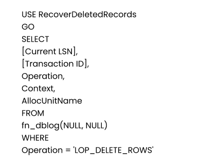 How Can You Retrieve Deleted Records in SQL Server Database? Step 4